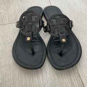 Tory Burch Miller Leather Sandal size 7 color Black Leather